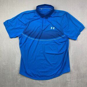 Under Armour Mens Shirt Large Blue Iso-Chill Polo Loose HeatGear Nylon Spandex